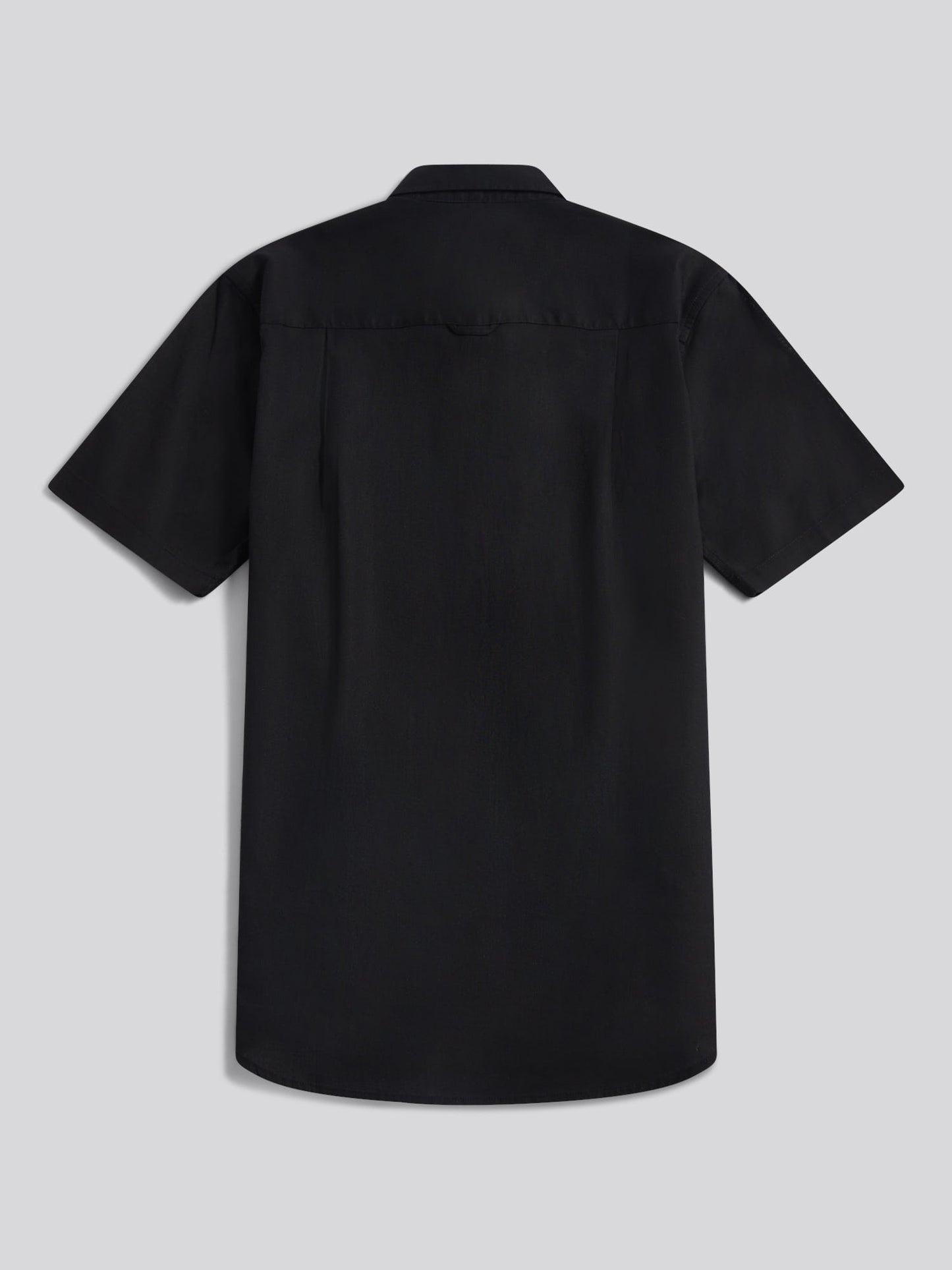 Mens Linen Blend Short Sleeve Shirt in Black