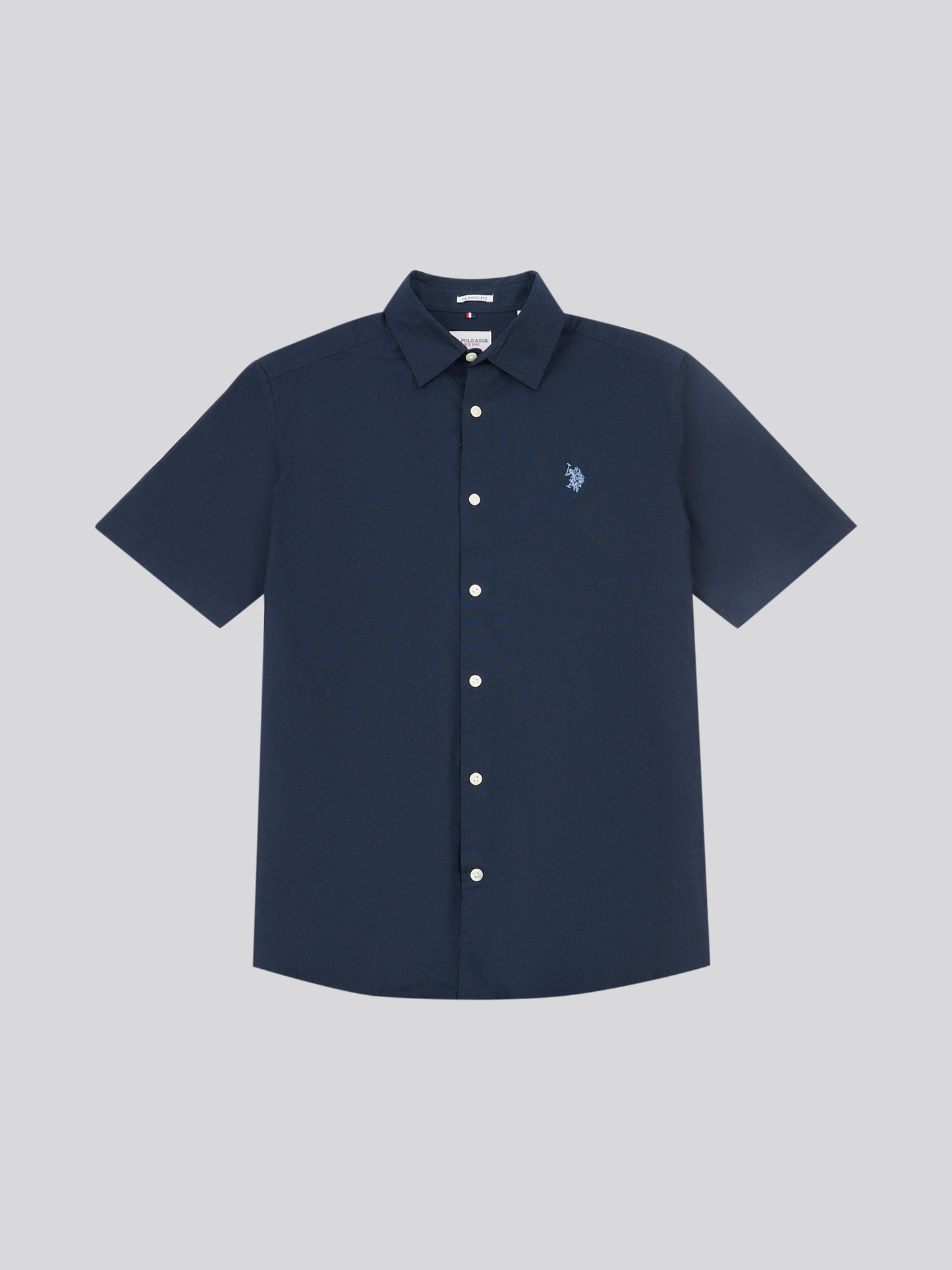 Mens Linen Blend Short Sleeve Shirt in Dark Sapphire Navy / Moonlight Blue DHM