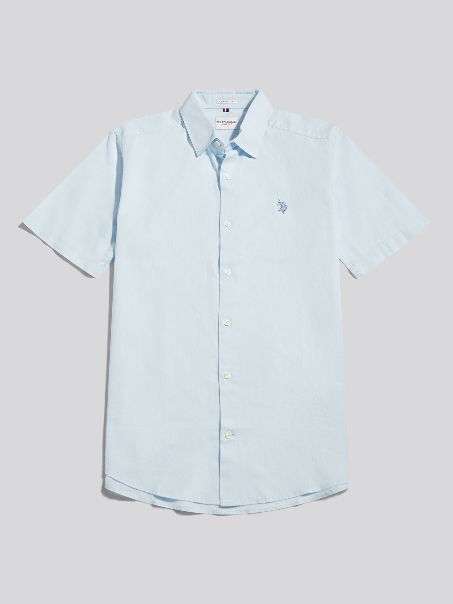 Mens Linen Blend Short Sleeve Shirt Ice Blue