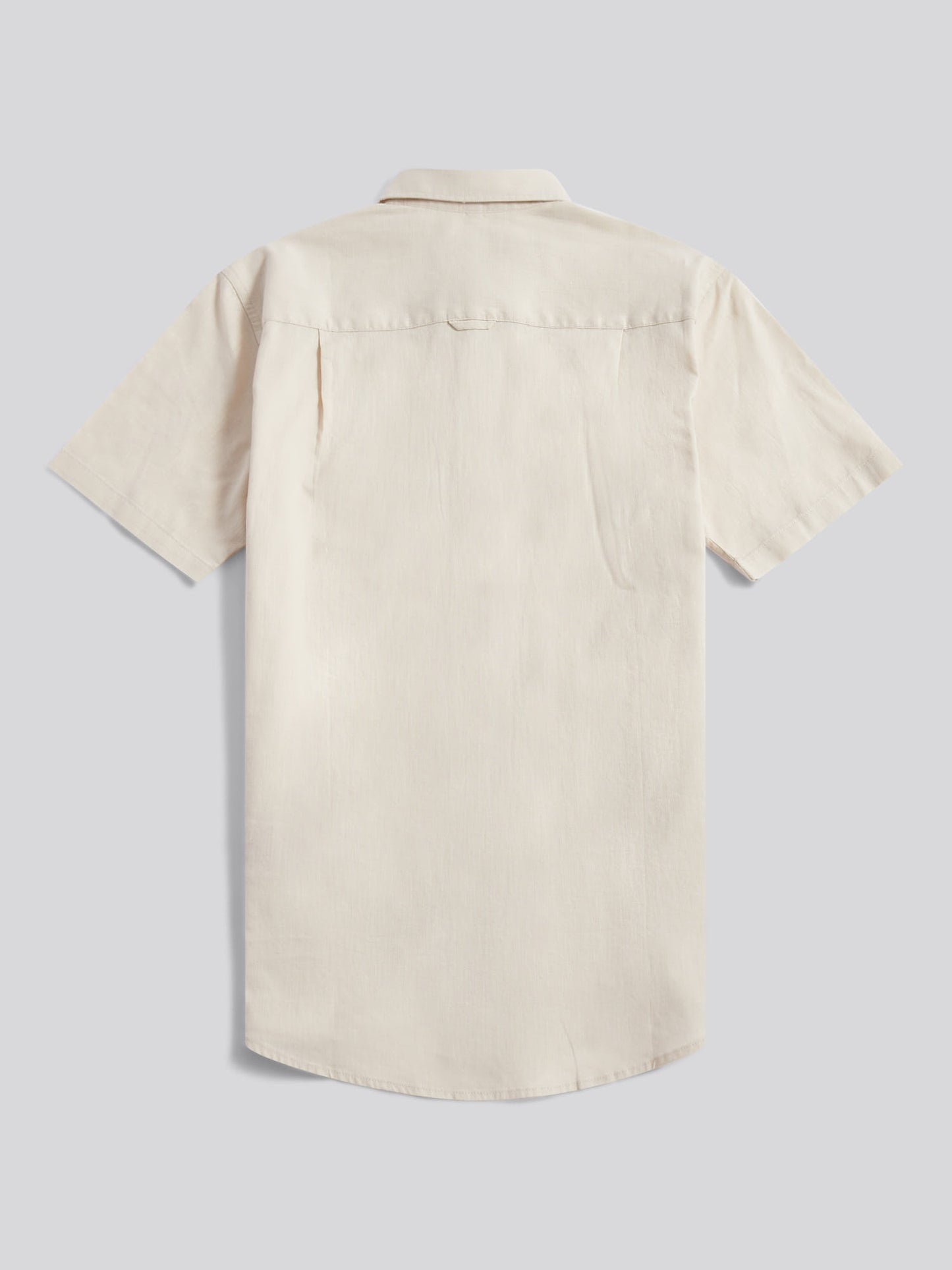 Mens Linen Blend Short Sleeve Shirt in Beige