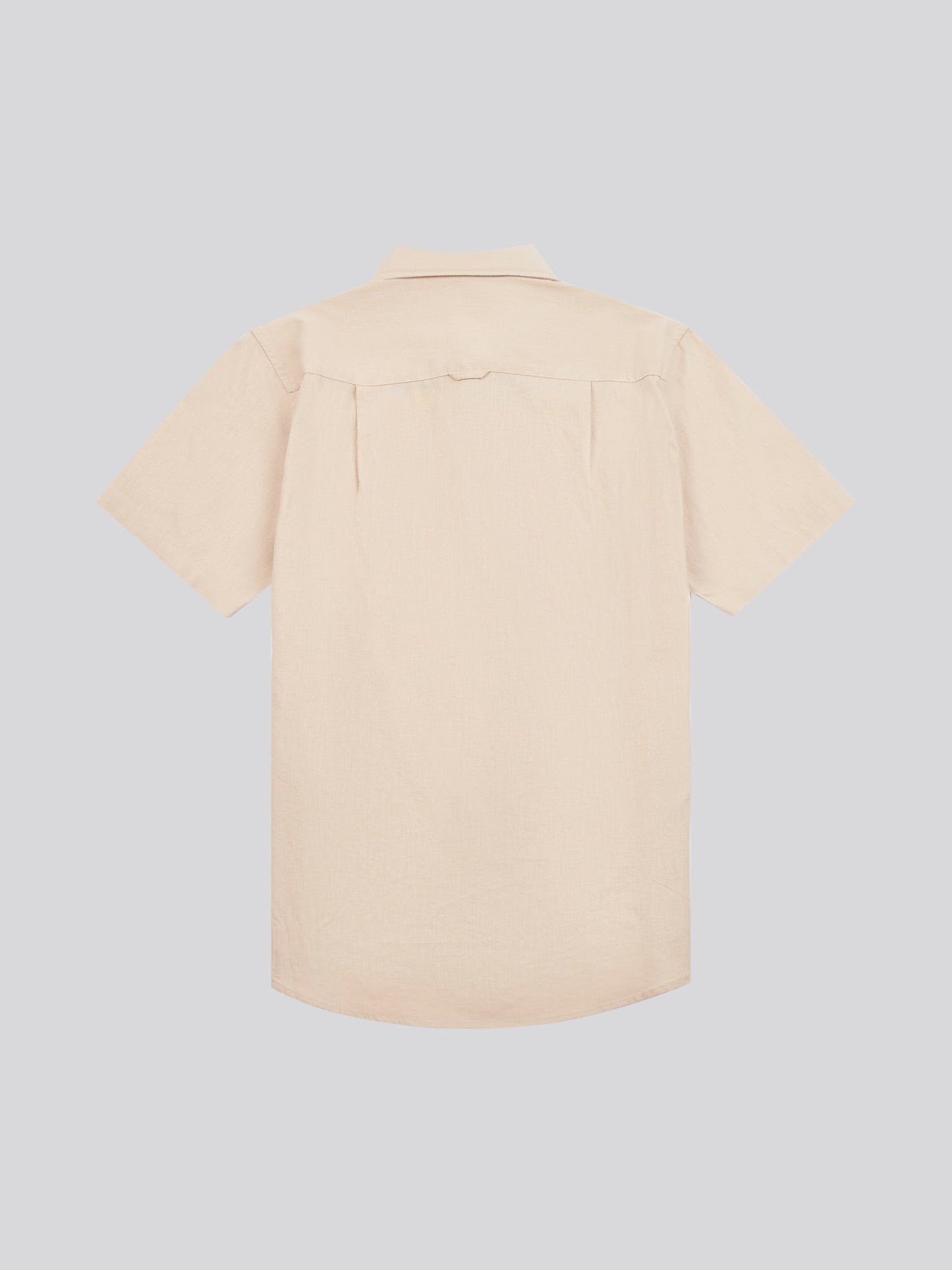 Mens Linen Blend Short Sleeve Shirt in Doeskin