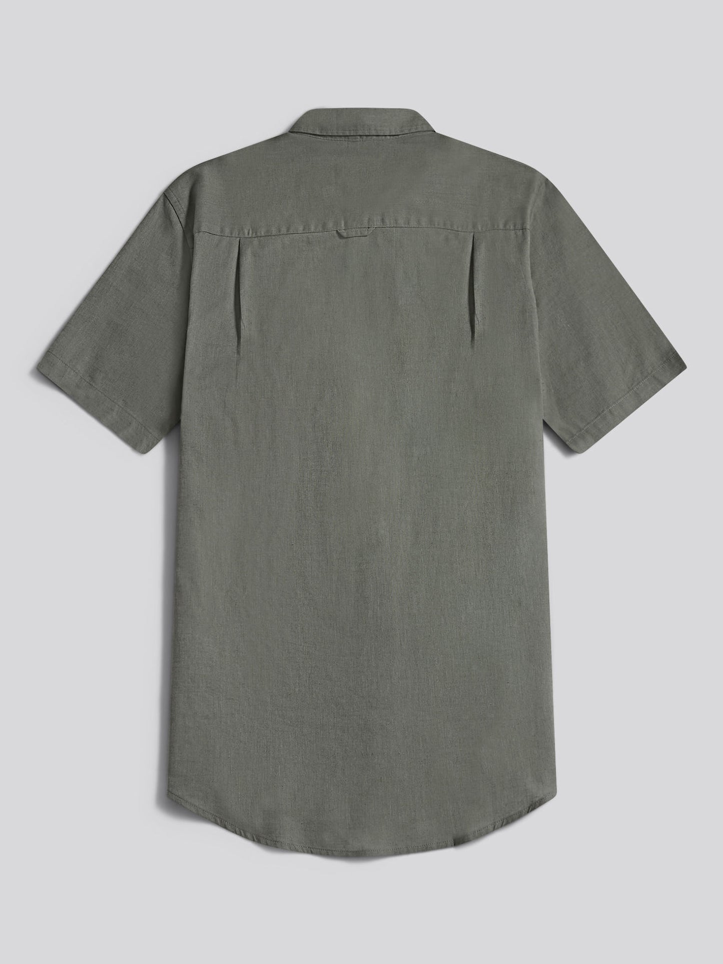 Mens Linen Blend Short Sleeve Shirt in Mulled Basil