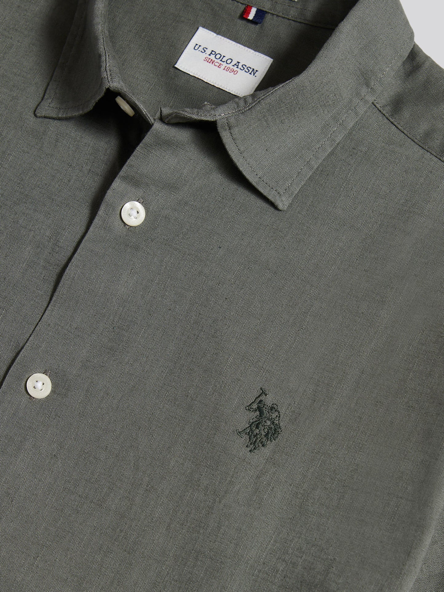 Mens Linen Blend Short Sleeve Shirt in Mulled Basil