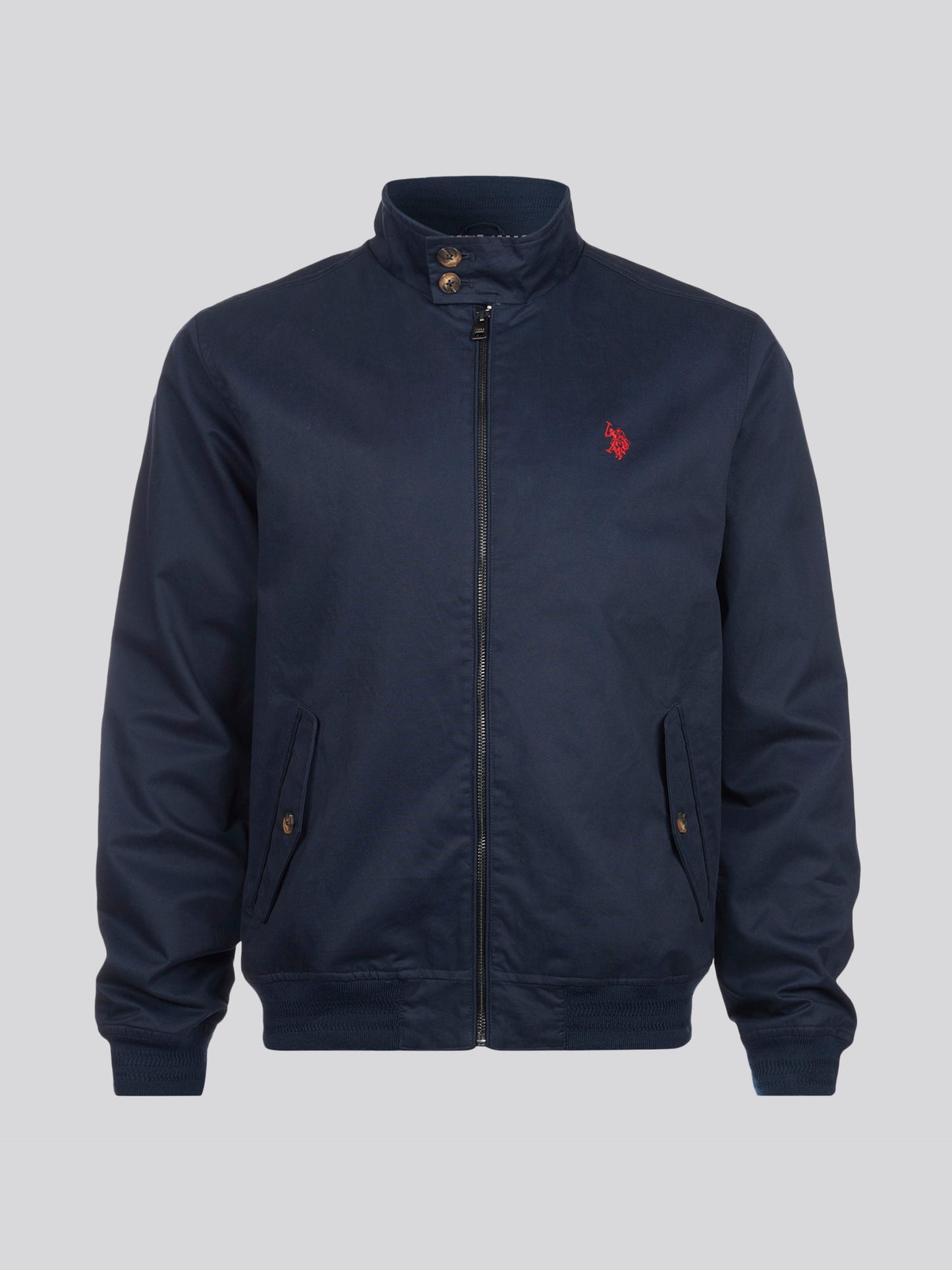 Mens Cotton Twill Harrington Jacket Dark Sapphire Navy / Haute Red DHM