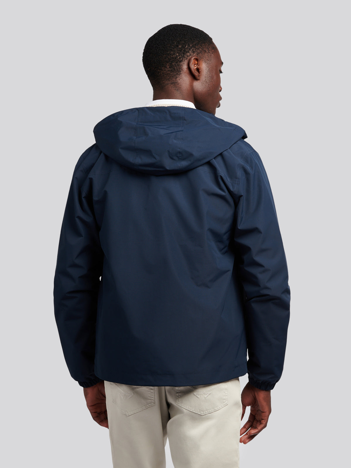 Mens Hooded Windbreaker Dark Sapphire Navy / Haute Red DHM
