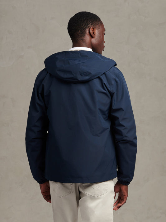 Mens Hooded Windbreaker Dark Sapphire Navy / Haute Red DHM