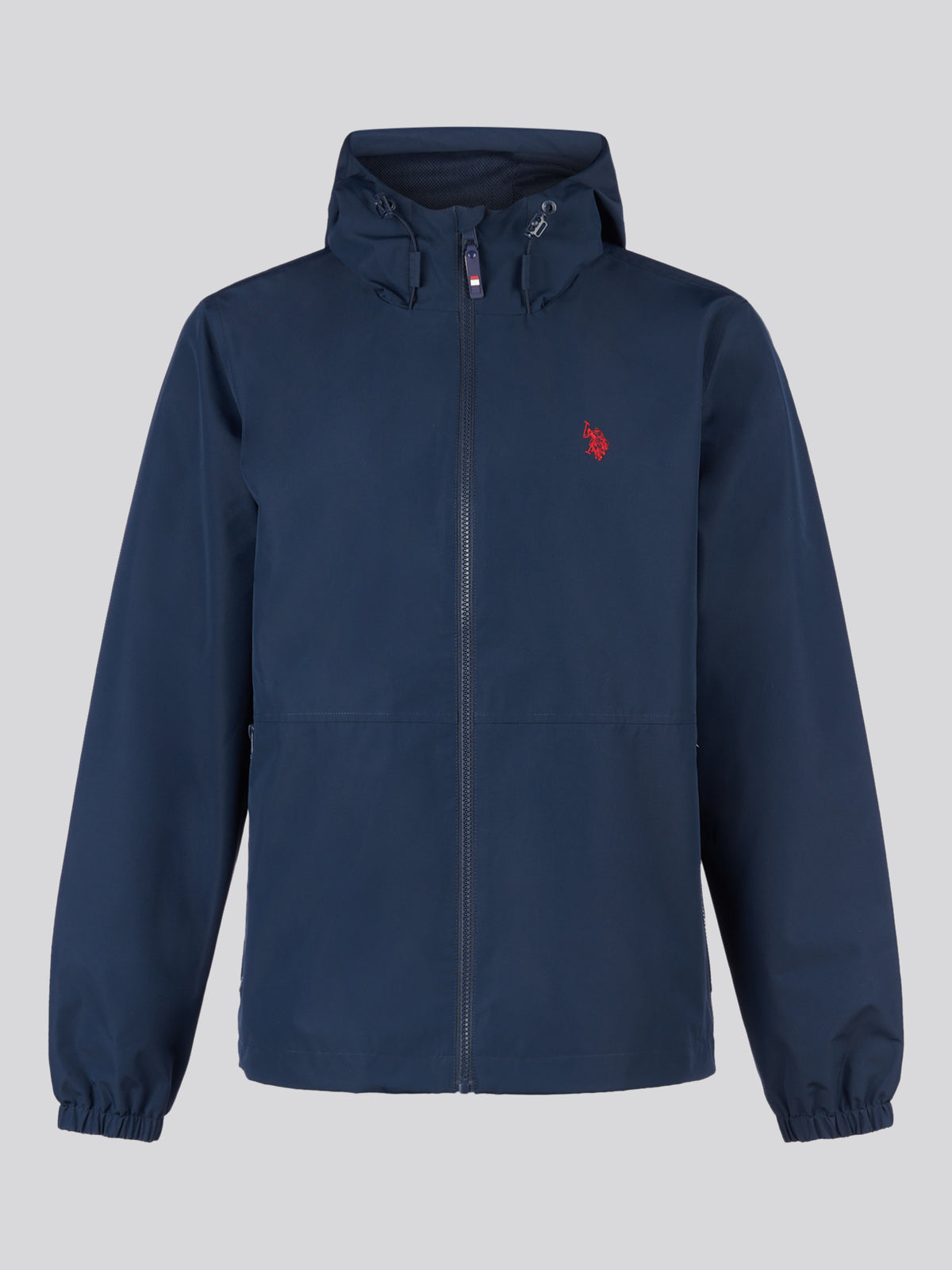 Mens Hooded Windbreaker Dark Sapphire Navy / Haute Red DHM