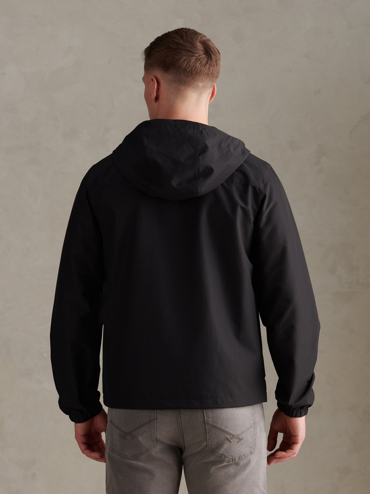 Mens Hooded Windbreaker in Black Bright White DHM