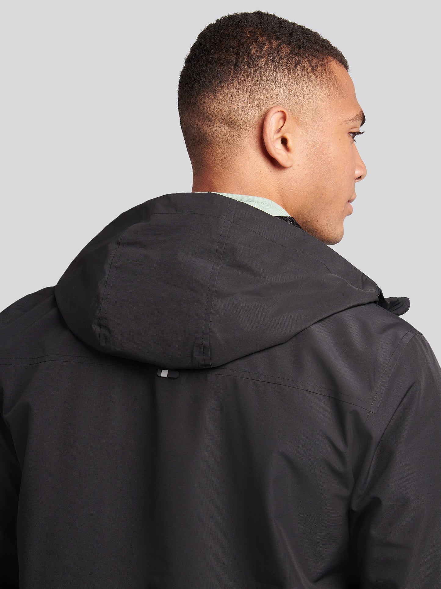 Mens Hooded Windbreaker in Black Bright White DHM