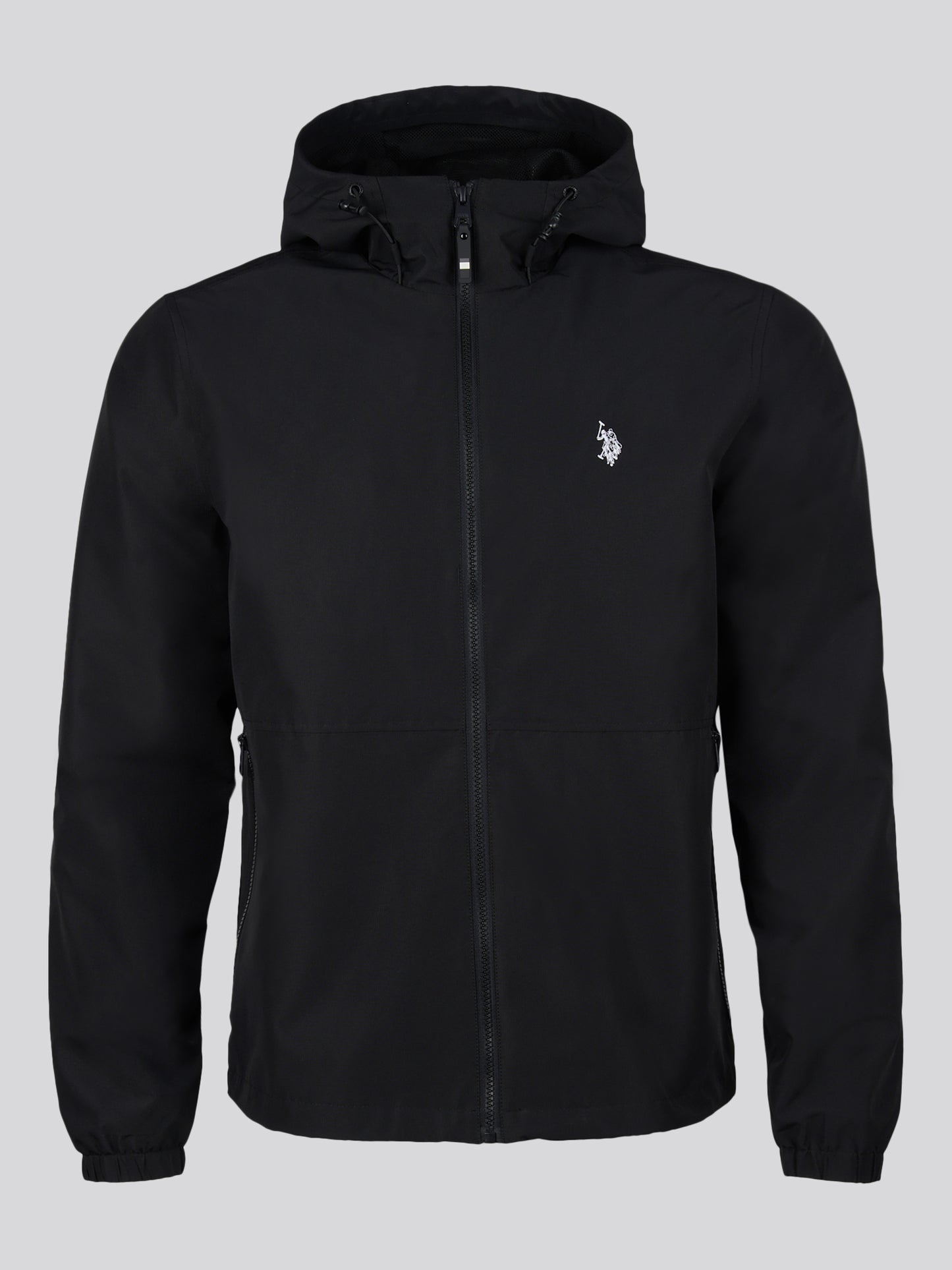 Mens Hooded Windbreaker in Black Bright White DHM