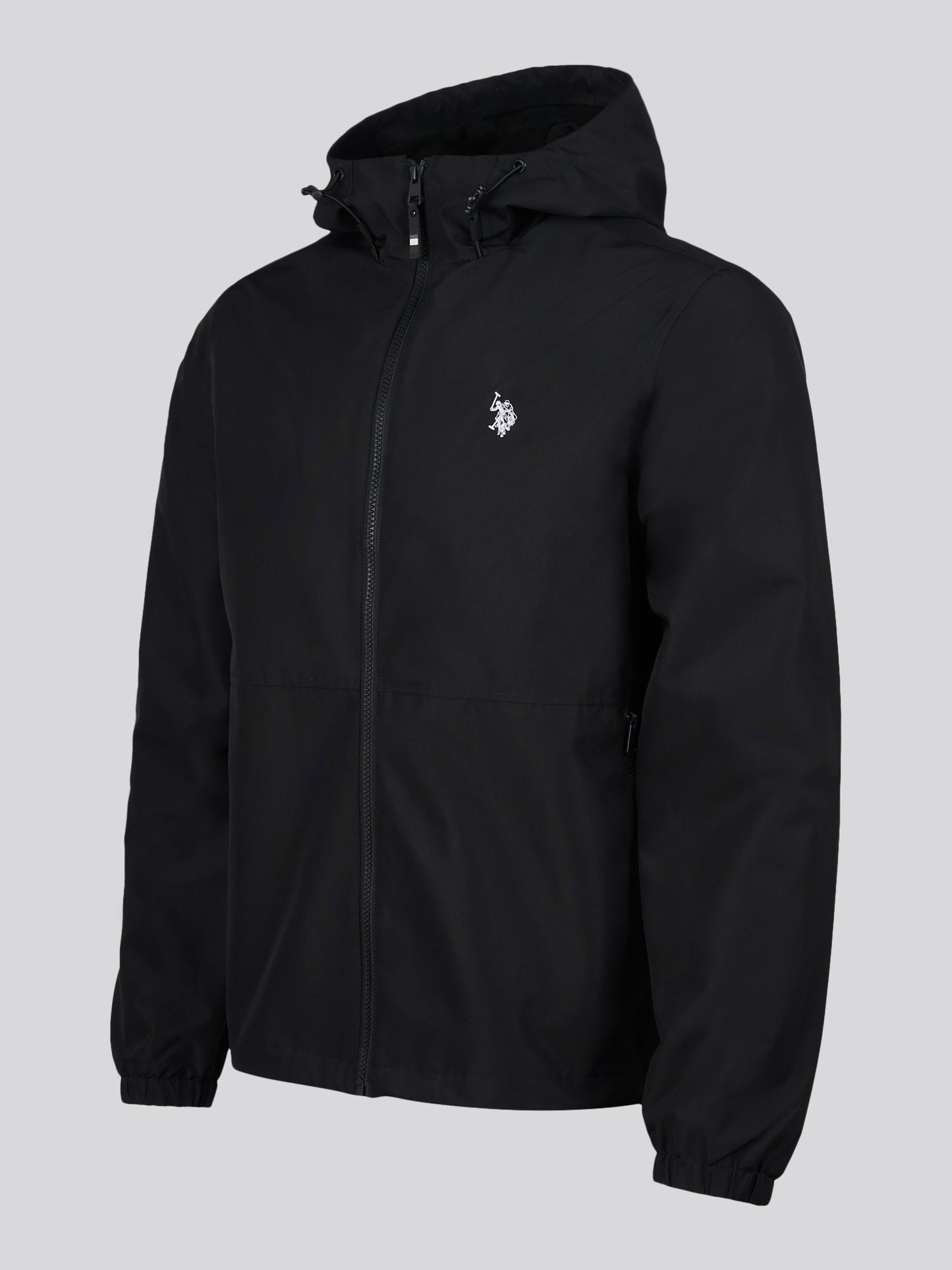 Mens Hooded Windbreaker in Black Bright White DHM