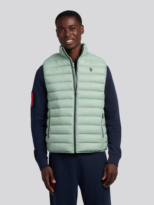 Mens Bound Quilted Gilet in Iceberg Green