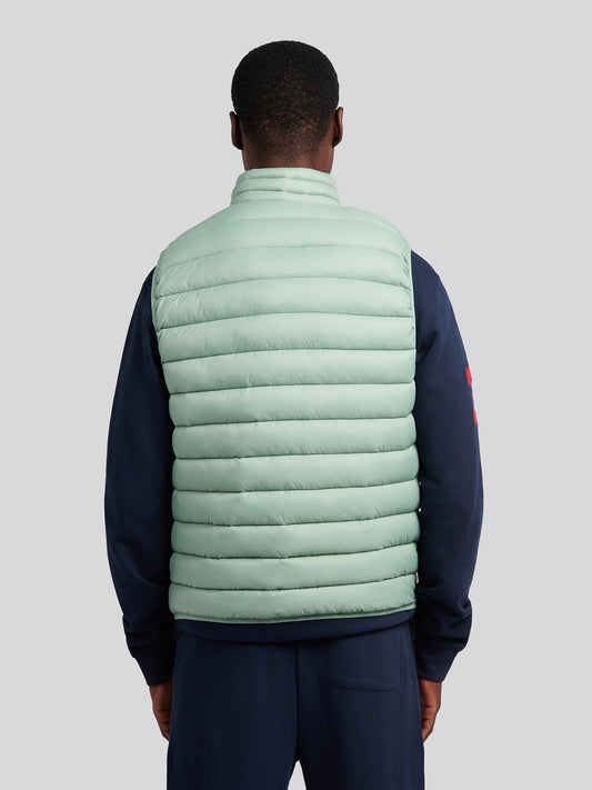 Mens Bound Quilted Gilet in Iceberg Green