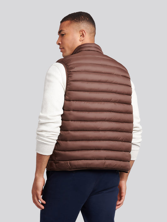 Mens Bound Quilted Gilet in Chocolate Martini