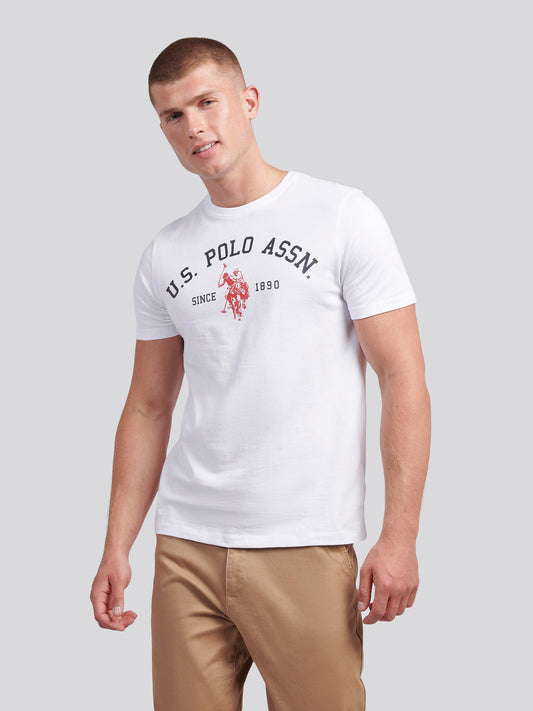 T-shirt menu charakterystycznego nadruku łuku w jasnej bieli