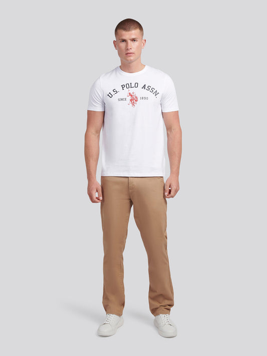 T-shirt menu charakterystycznego nadruku łuku w jasnej bieli