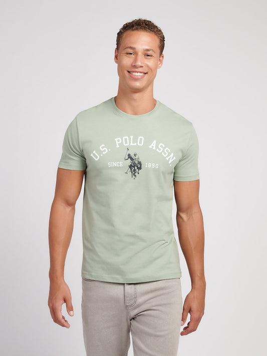 Mens Signature Arch Print T-Shirt in Iceberg Green