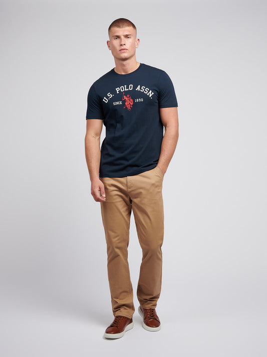 T-shirt mens charakterystyczny w ciemnym szafirowym granatowym
