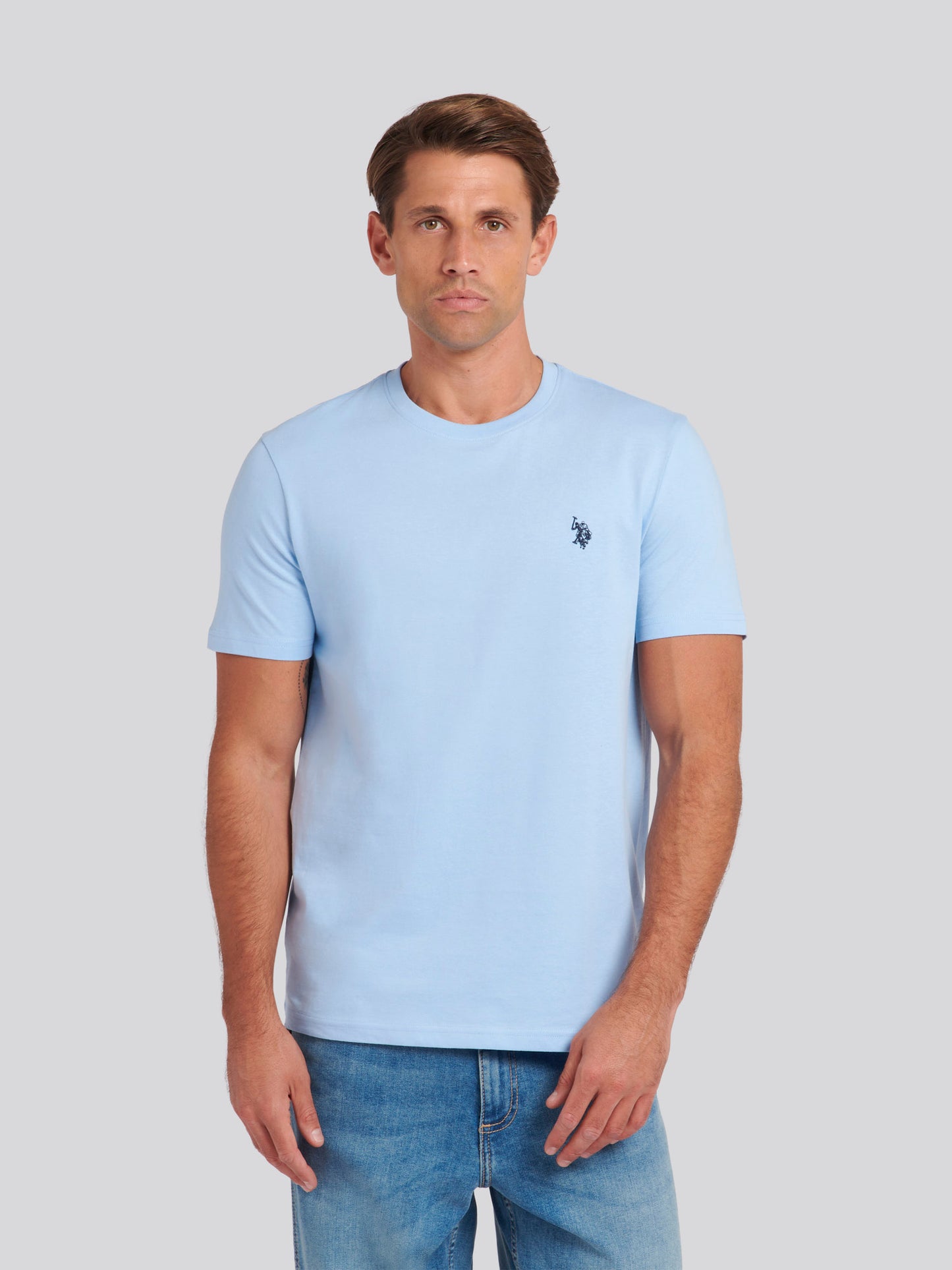 Mens Double Horsemen T-Shirt in Chambray Blue