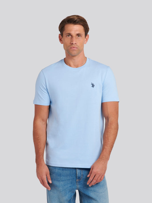Mens Double Horsemen T-Shirt in Chambray Blue