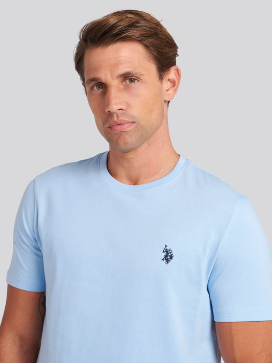 Mens Double Horsemen T-Shirt in Chambray Blue