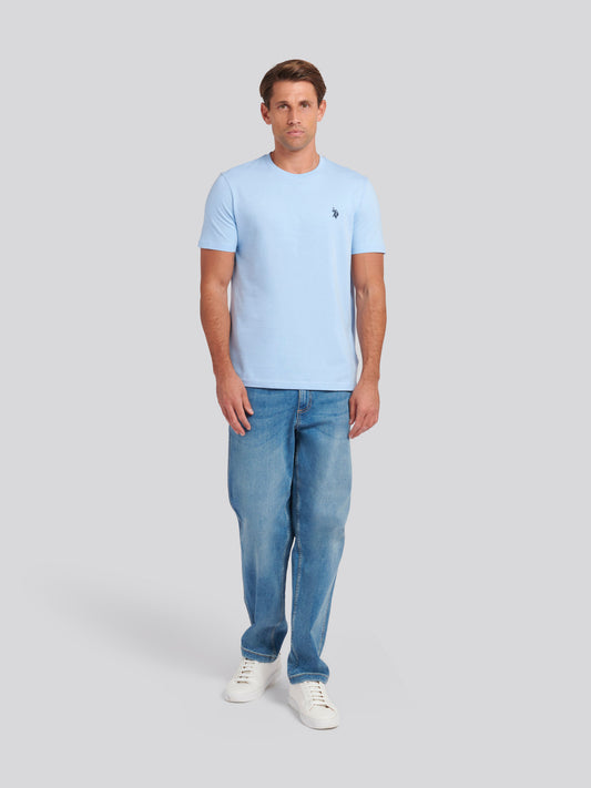 Mens Double Horsemen T-Shirt in Chambray Blue