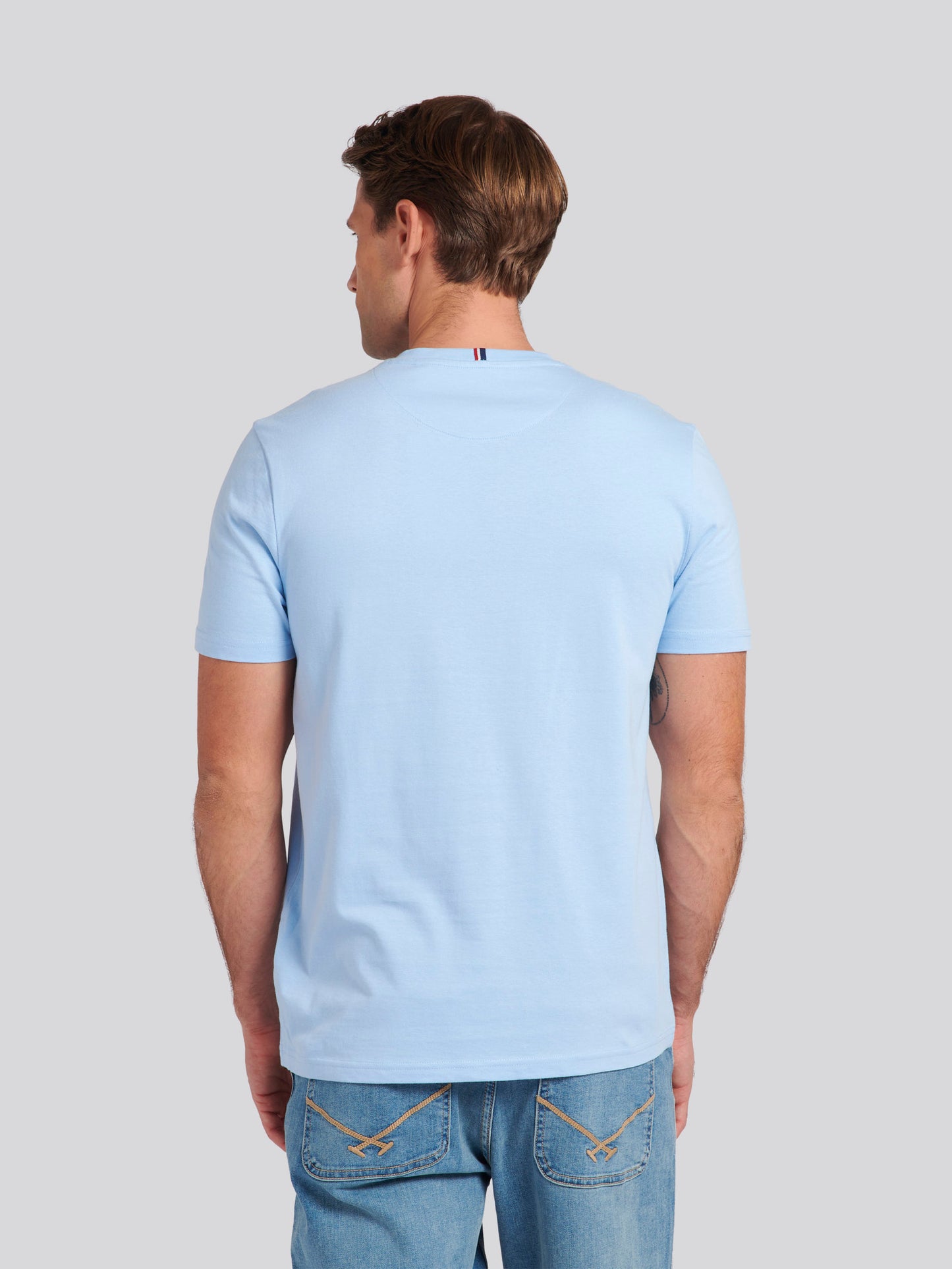 Mens Double Horsemen T-Shirt in Chambray Blue