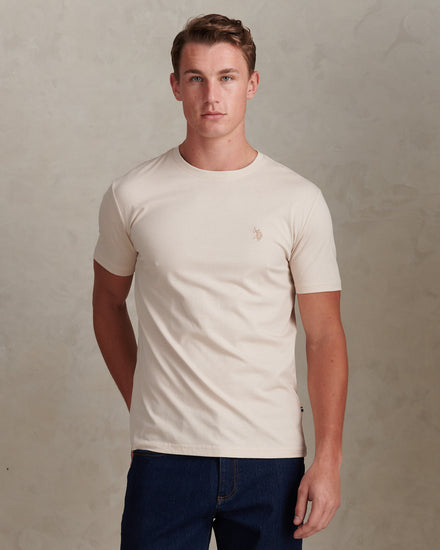 Mens Double Horsemen T-Shirt Beige