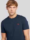 T-shirt podwójnych jeźdźców w ciemnym szafirowym granatowym/haute czerwony DHM