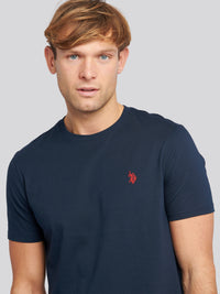 T-shirt podwójnych jeźdźców w ciemnym szafirowym granatowym/haute czerwony DHM