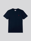 T-shirt podwójnych jeźdźców w ciemnym szafirowym granatowym/haute czerwony DHM