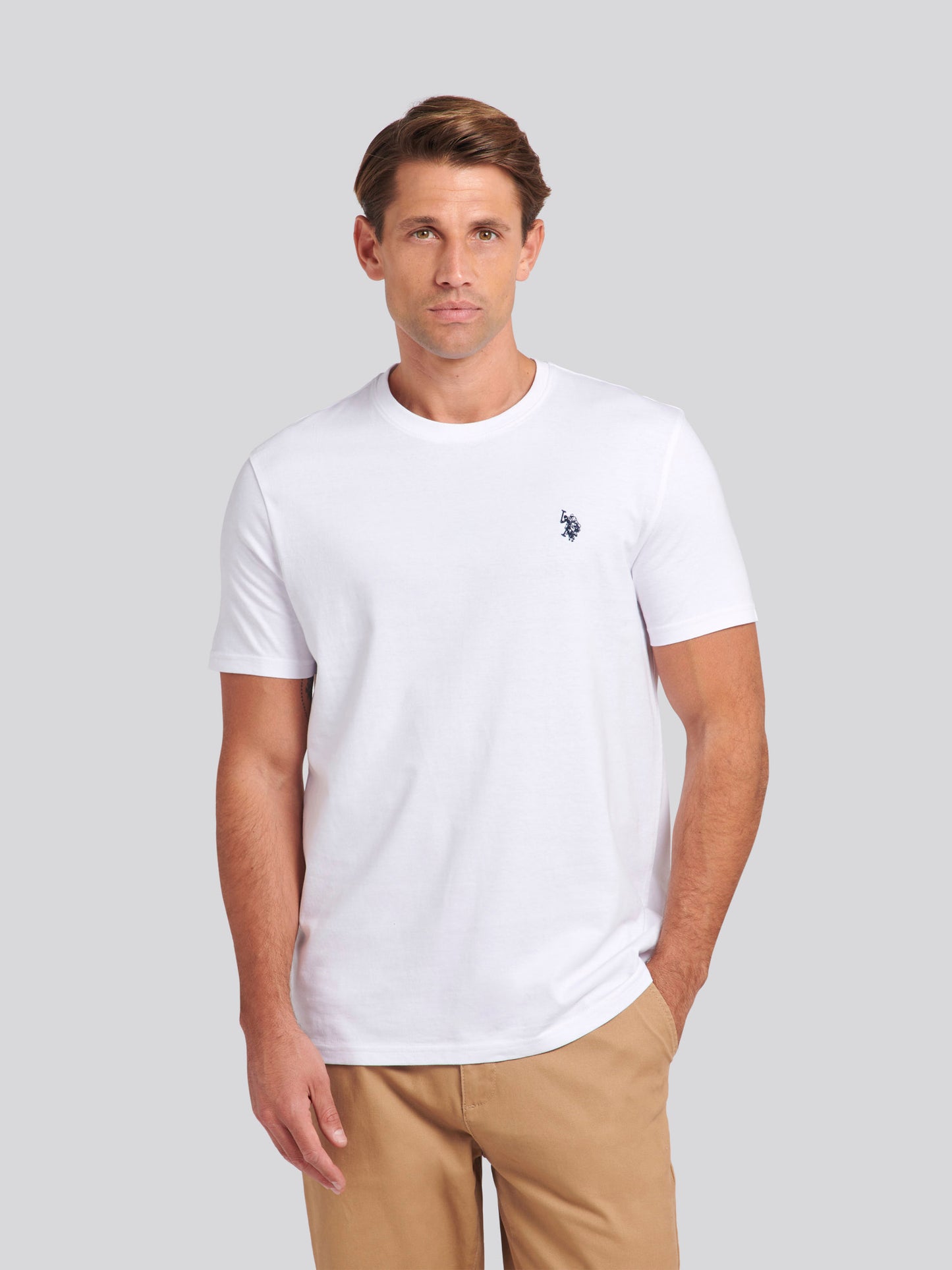 Mens Double Horsemen T-Shirt in White / Dark Sapphire Navy DHM