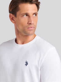 T-shirt podwójnych jeźdźców w białym/ciemnym szafirowym granatowym dhm