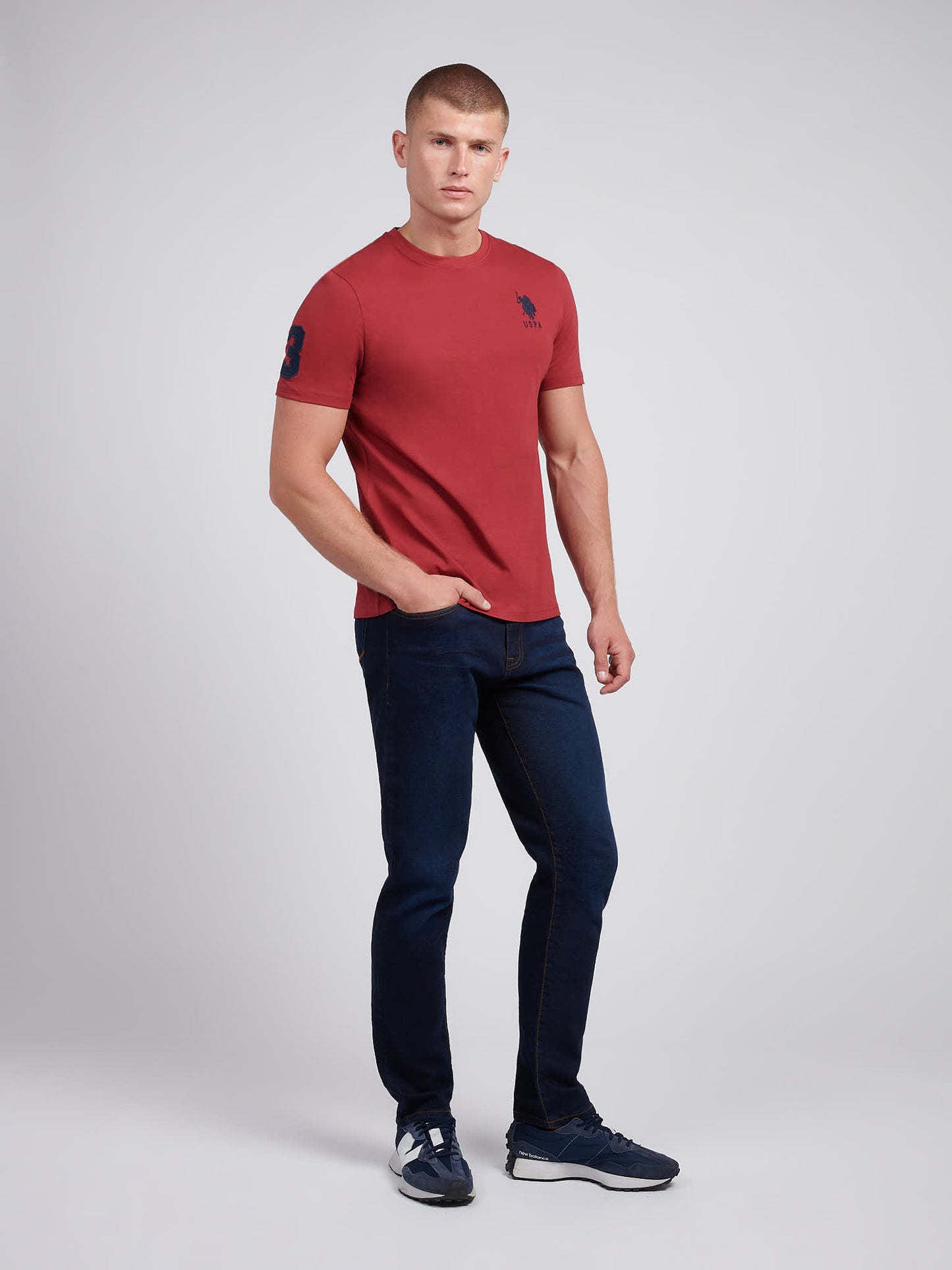 Mens Player 3 T-shirt w tybetańskim czerwieni