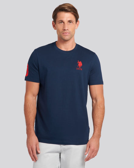 Mens Player 3 T-shirt w ciemnym szafirowym granatowym/haute Red DHM