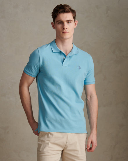 Mens Pique Polo Shirt Air Blue