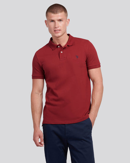 Mens Double Horsemen  Polo Shirt in Tibetan Red