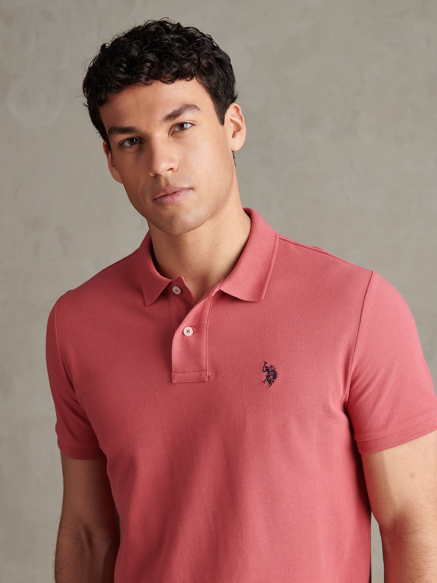 Mens Pique Polo Shirt Slate Rose