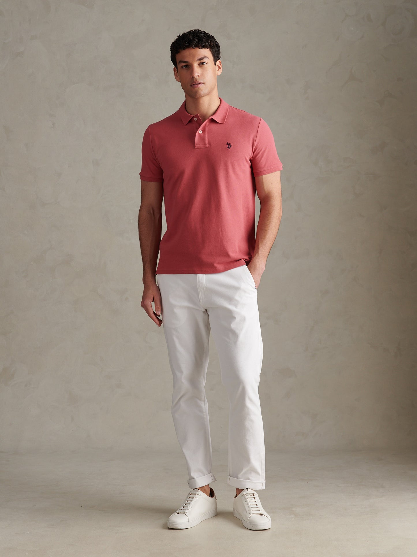 Mens Pique Polo Shirt Slate Rose