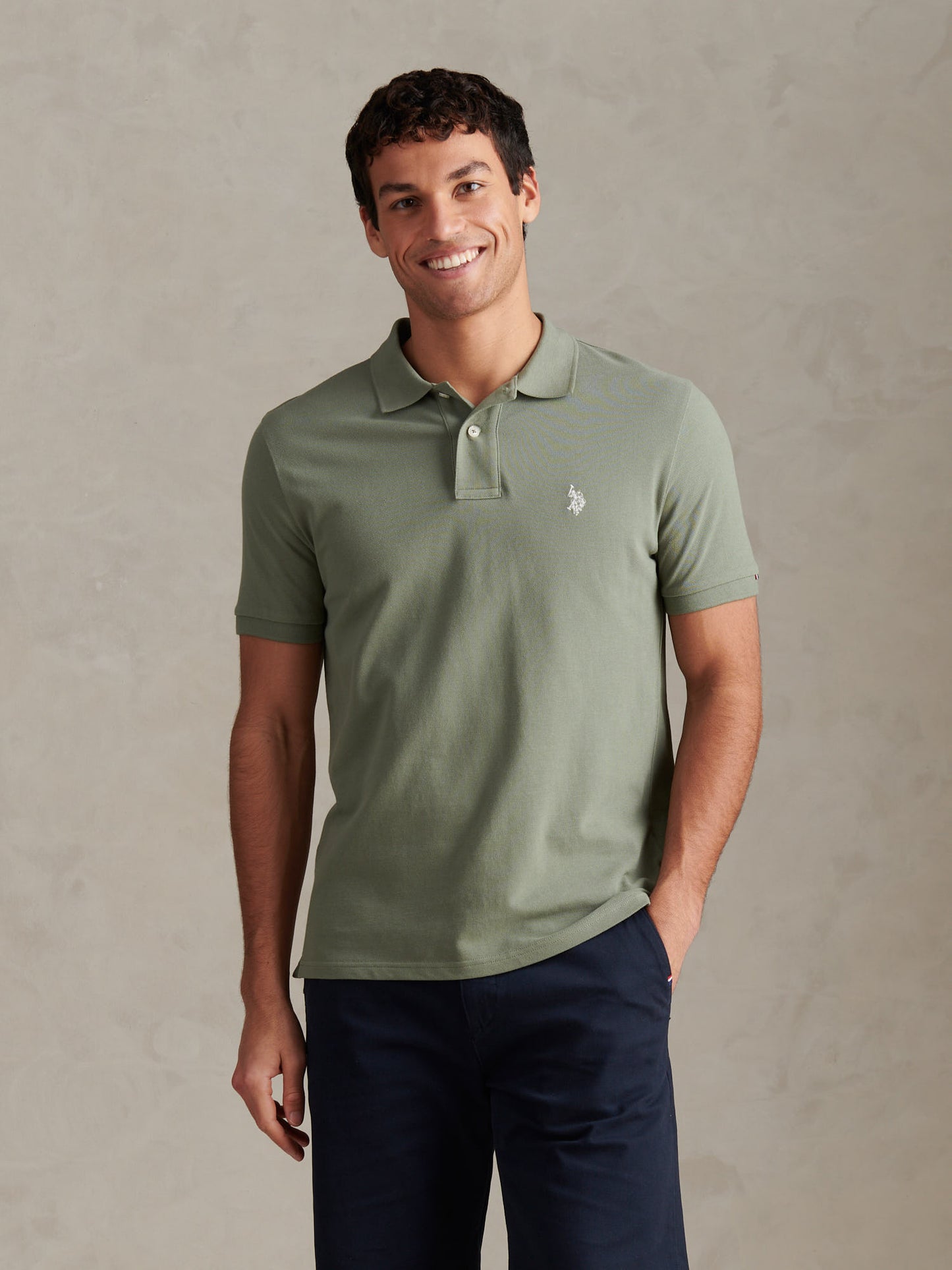 Mens Double Horsemen  Polo Shirt in Sea Spray