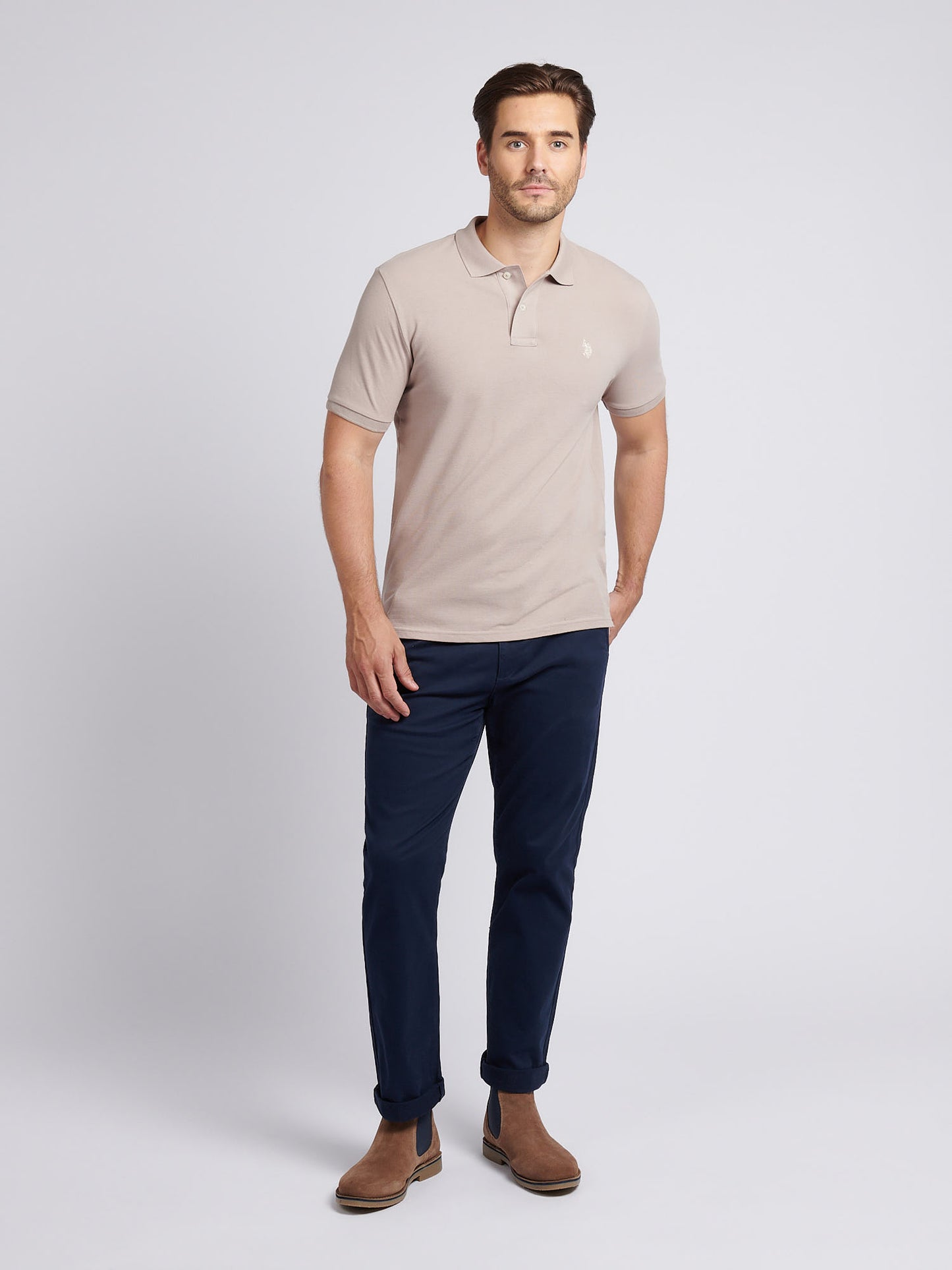 Mens Double Horsemen  Polo Shirt in Atmosphere