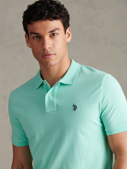Mens Pique Polo Shirt Ice Green