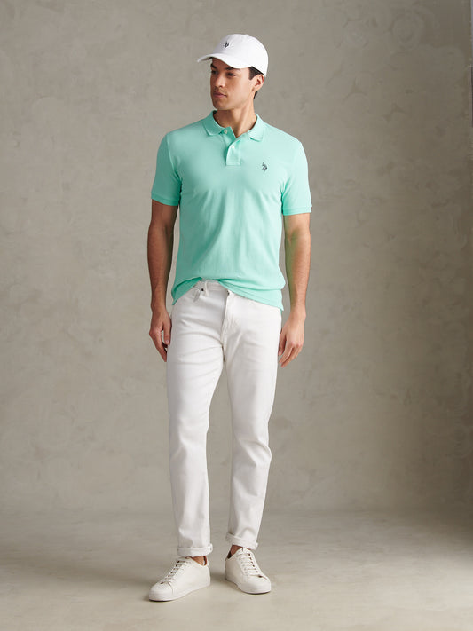 Mens Pique Polo Shirt Ice Green