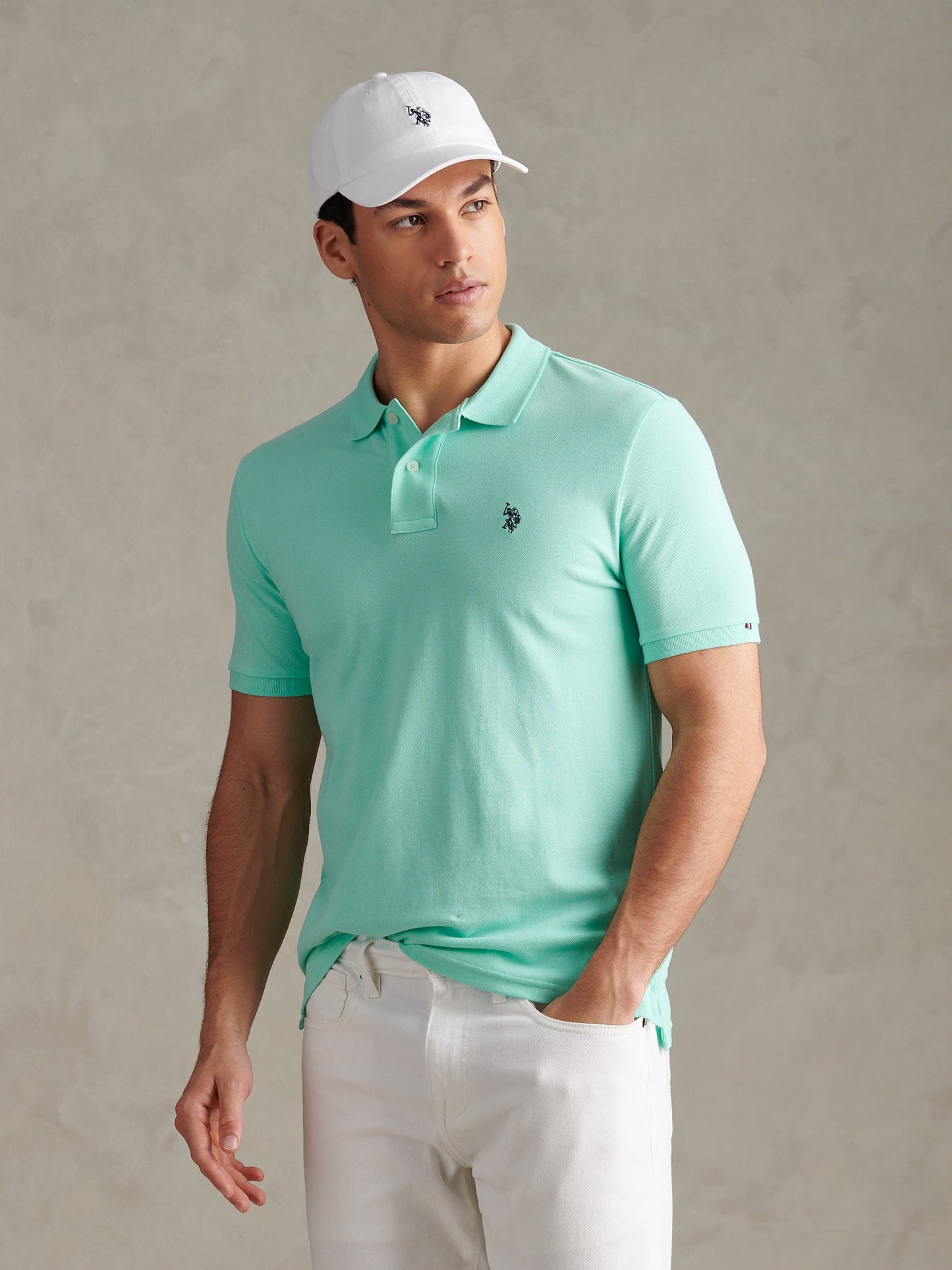 Mens Pique Polo Shirt Ice Green