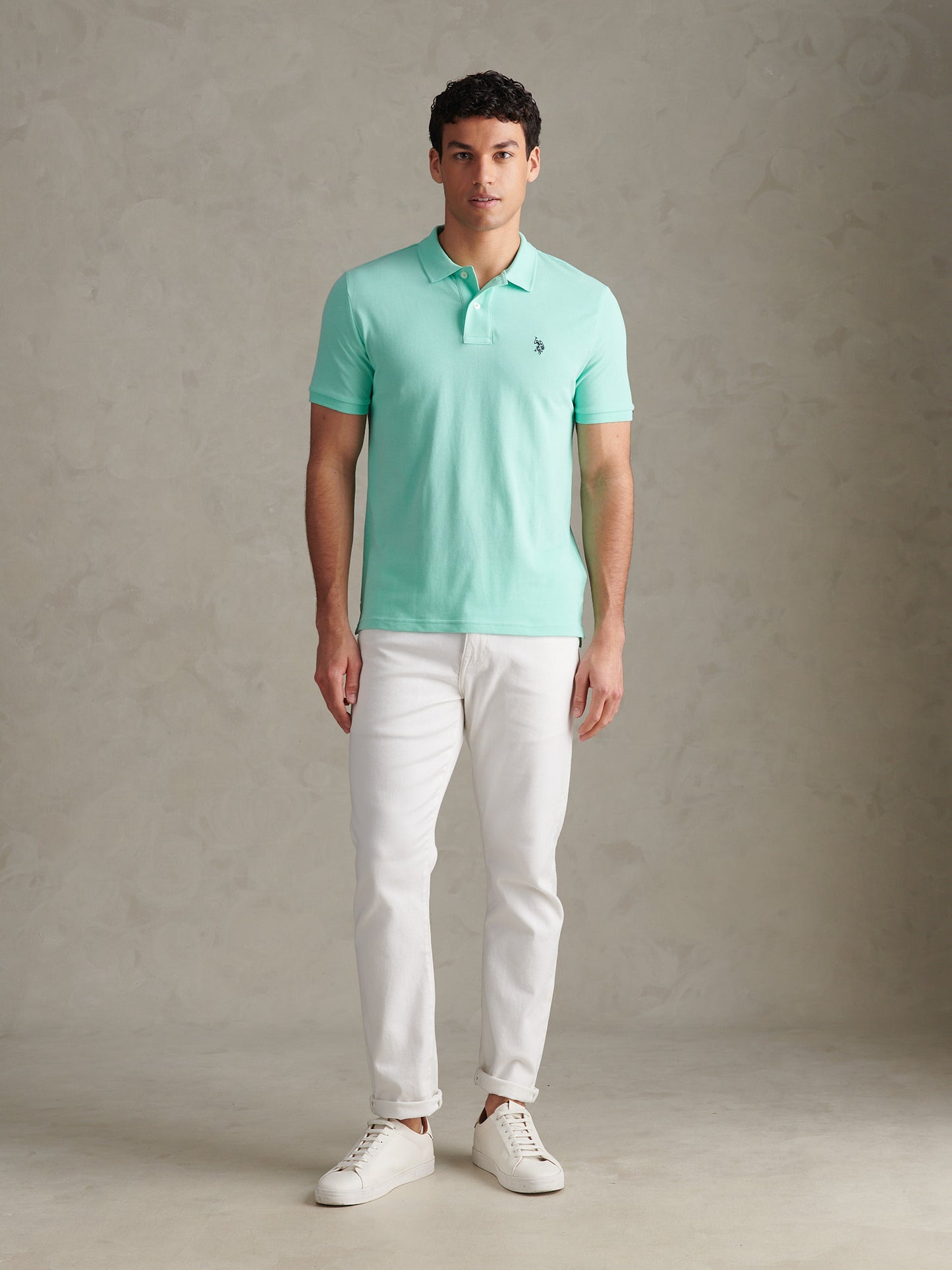 Mens Pique Polo Shirt Ice Green