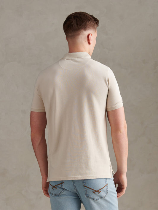 Mens Double Horsemen  Polo Shirt in Beige