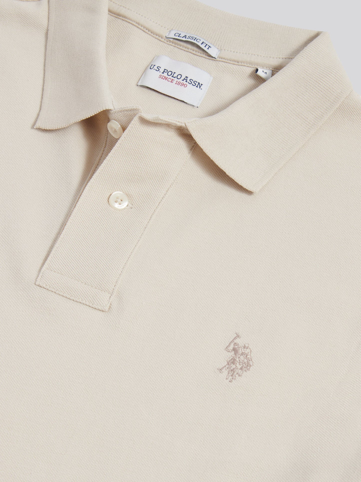 Mens Double Horsemen  Polo Shirt in Beige