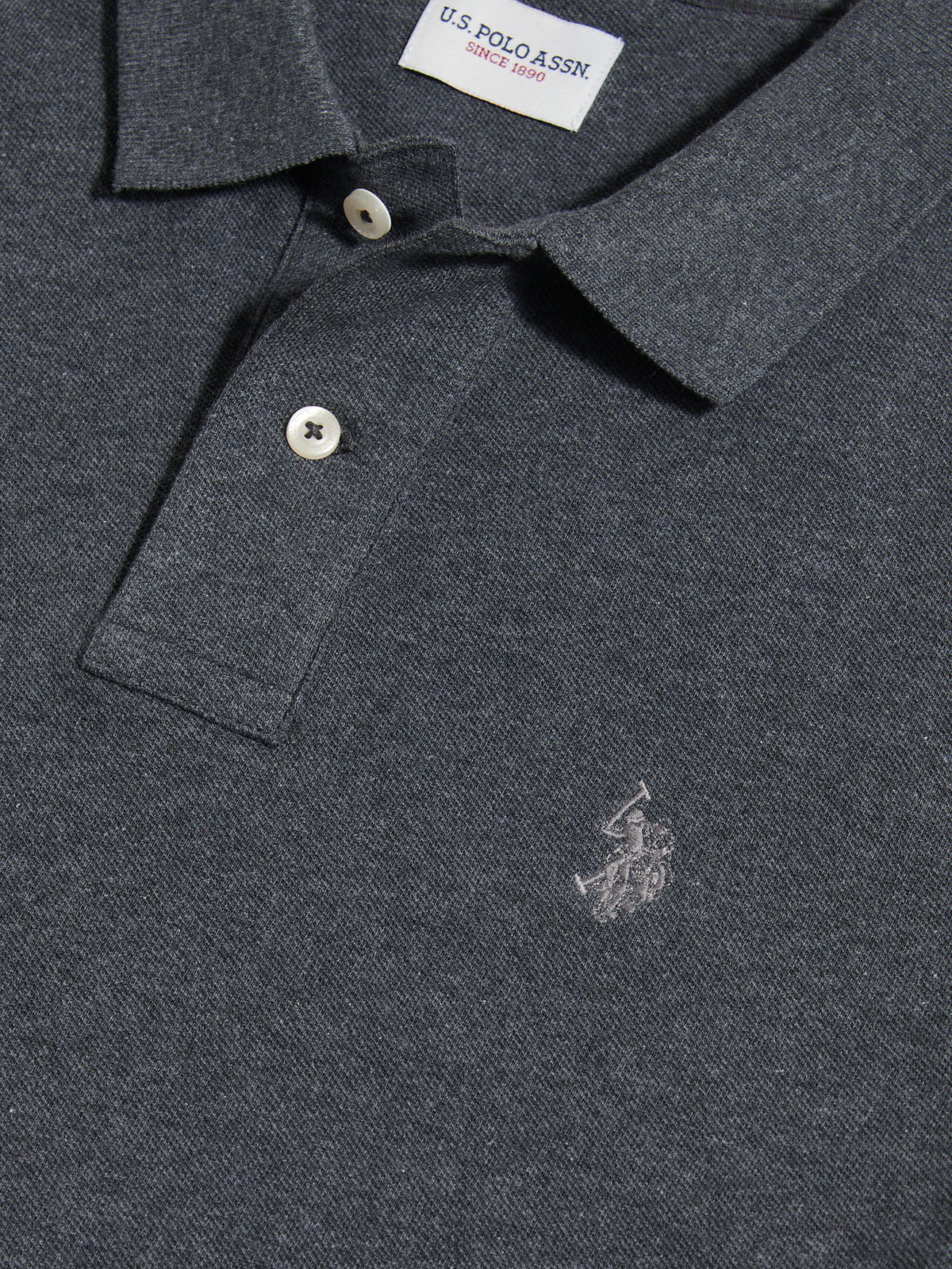 Mens Double Horsemen Polo Shirt Charcoal Marl