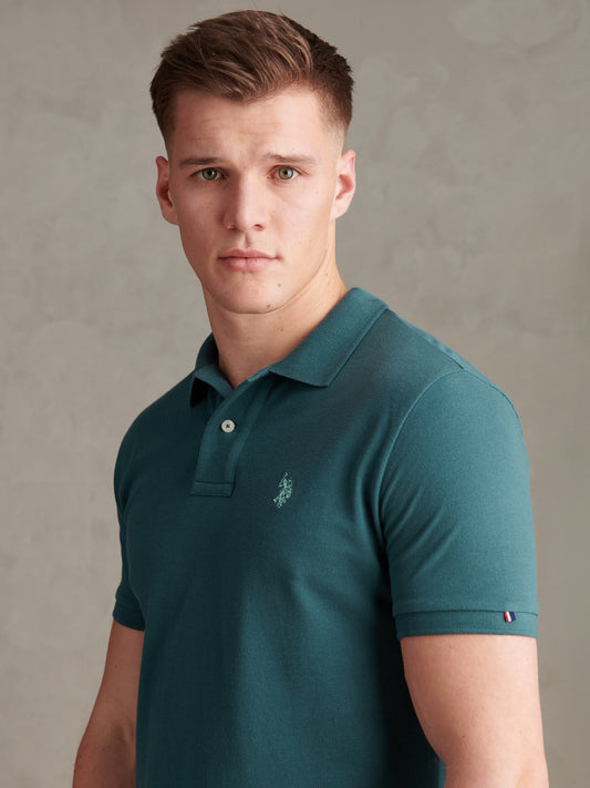 Mens Double Horsemen  Polo Shirt in Mediterranea