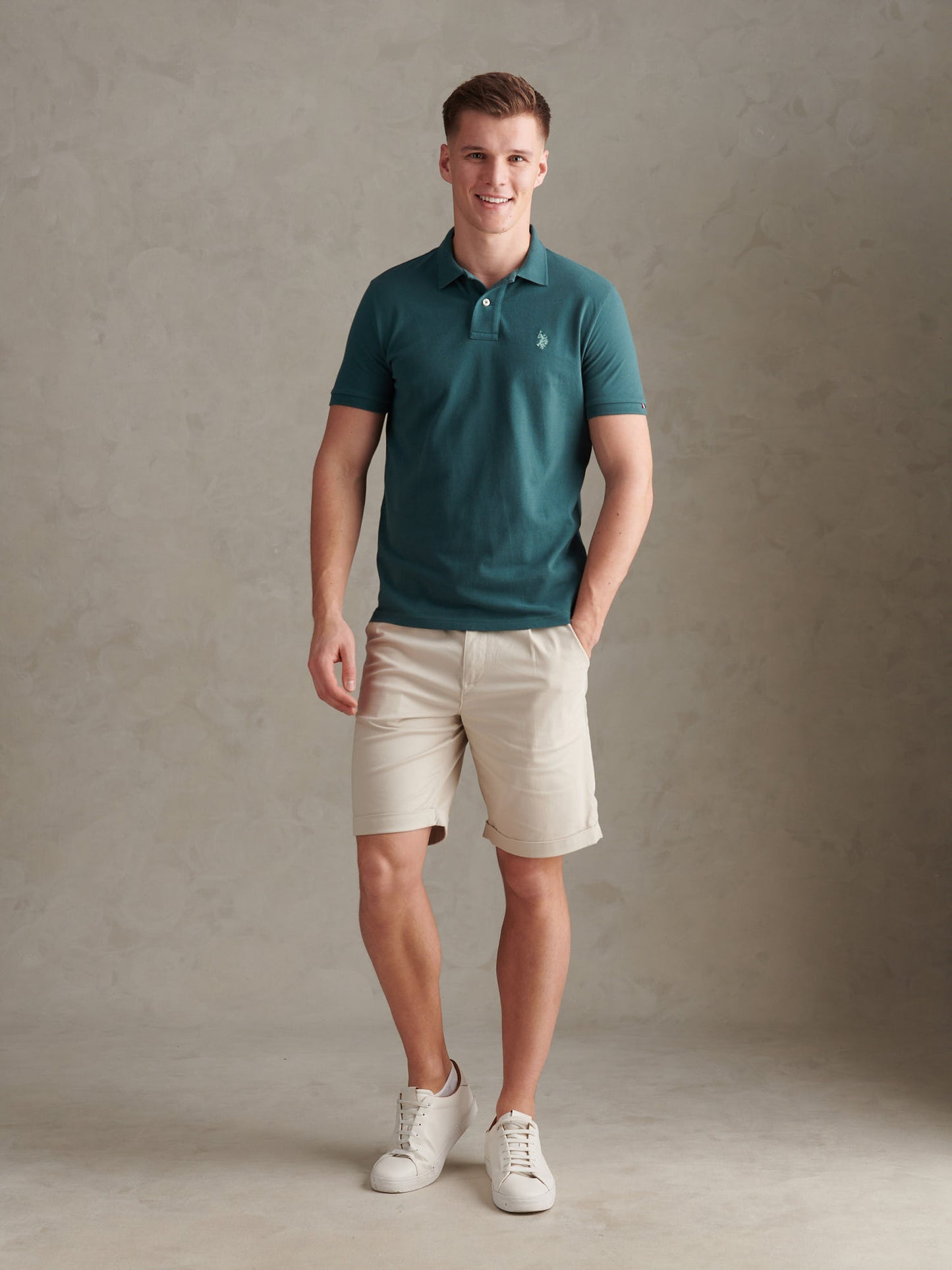 Mens Double Horsemen  Polo Shirt in Mediterranea